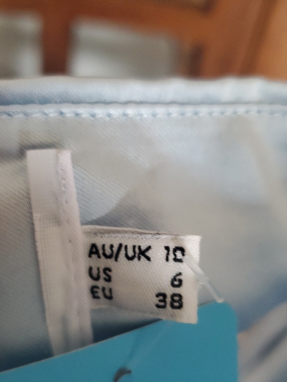 Princess Polly Light Blue Satin Maxi Slip Dress with Thigh Slit Size 6 - Picture 7 of 7